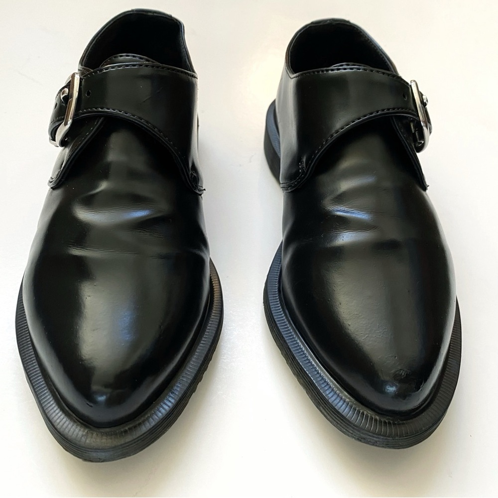DR. MARTENS BLACK LEATHER MILLER SILVER BUCKLE DETAIL LOAFER DRESS SHOES - Picture 3 of 10